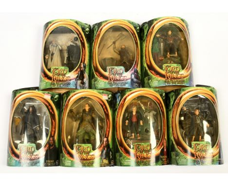 Toy Biz The Lord of the Rings The Fellowship of the Ring figures x 7 includes Elrond, Saruman, Strider, Traveling Bilbo, Samw