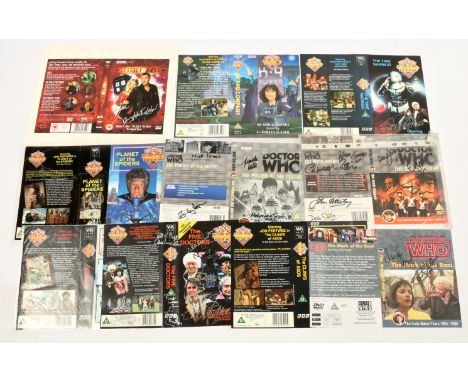 Doctor Who signed VHS and DVD sleeves x 10 includes K-9 &amp; Company signed by Elisabeth Sladen and John Leeson, The Time Wa
