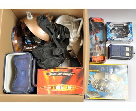 Quantity of Doctor Who collectibles including figures, play-sets, Helmets, clothing and other items, generally Good, majority