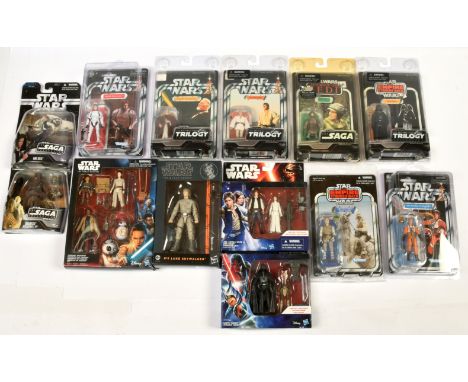 Hasbro Star Wars modern 3 3/4" and 6" figures and figure sets x 13 including Black Series, Saga Collection, Vintage Collectio