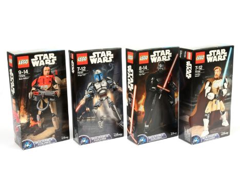 Lego Star Wars Buildable Figures x 4 includes Obi-Wan Kenobi set 75109, Kylo Ren set 75117, Jango Fett set 75107, Baze Malbus