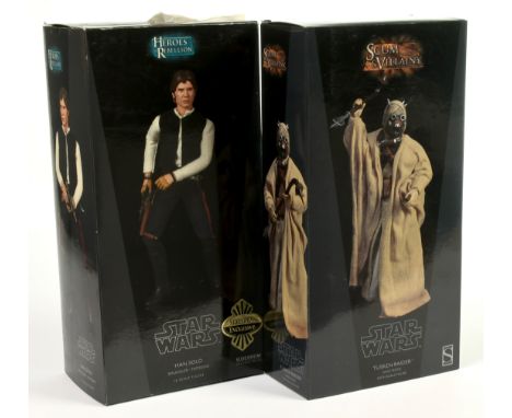 Sideshow Collectibles Star Wars 1:6th Scale figures x 2 including Han Solo Smuggler Tatooine and Tusken Raider both Near Mint