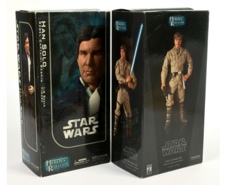 Sideshow Collectibles Star Wars 1:6th Scale figures x 2 including Han Solo Rebel captain Bespin and Luke Skywalker Rebel Comm