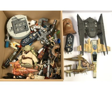Quantity of Hasbro Star Wars modern 3 3/4" Figures, Vehicles and Accessories, generally Good (unchecked for completeness). (q