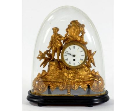 A GPO BLACK JAPANNED TIMEPIECE WITH PAINTED DIAL 16CM DIAM (GLASS BROKEN) A NICKEL CASED BRASS TIMEPIECE WITH RED CENTRE SECO