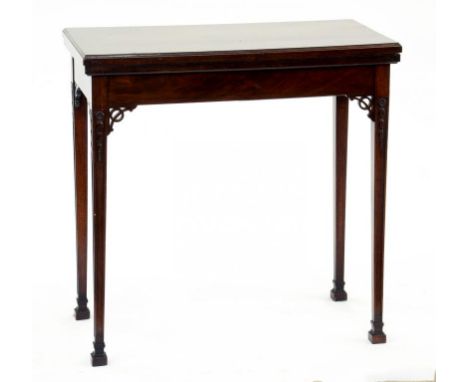 AN EDWARDIAN MAHOGANY AND LINE INLAID PURDONIUM 57CM AND A 1930'S MAHOGANY FOLDING CARD TABLE 75CM W 