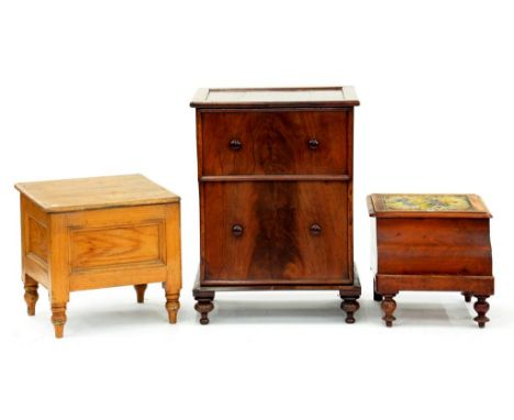 A VICTORIAN MAHOGANY COMMODE, A STEP COMMODE AND ONE OTHER