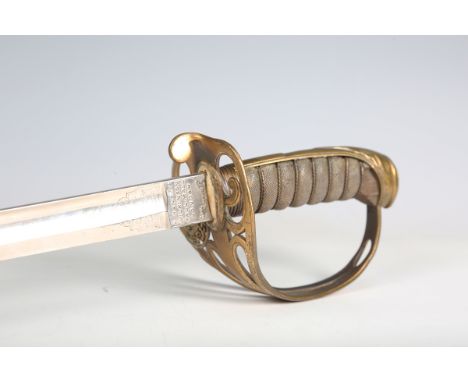 A Victorian 1845 pattern infantry officer's dress sword by Henry Wilkinson, Pall Mall, London, with single-edged fullered bla