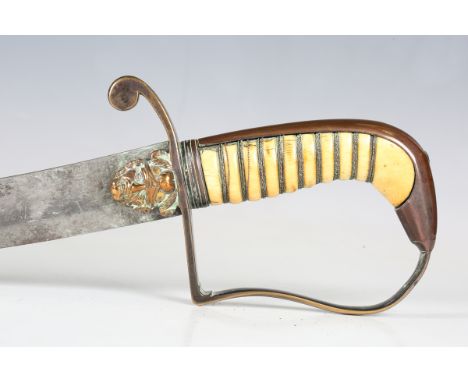 A George III 1796 pattern light cavalry officer's sabre with curved single-edged blade, blade length 66cm, indistinctly marke