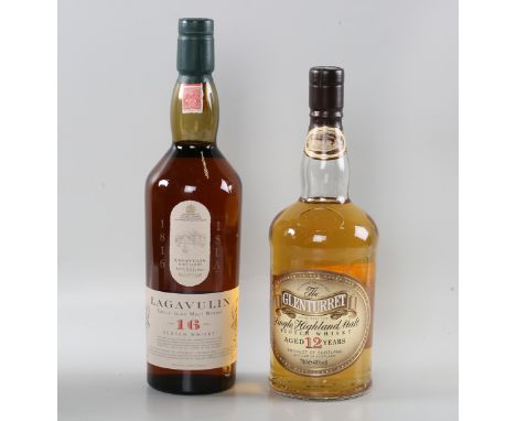 The Glenturret 12 year old single Highland malt Scotch whisky (1), Lagavulin 16 year old single Islay malt whisky (1).Buyer’s