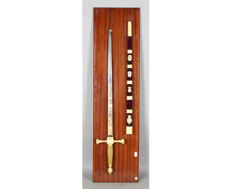 A reproduction of the Old Bailey Sword of Justice by Wilkinson Sword, limited edition number 009 of 500, with gilt-detailed b