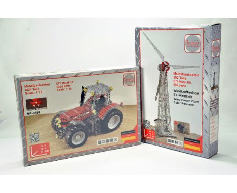 Duo of Metal Constuction Kits comprising Massey Ferguson Tractor and Wind Turbine. Both Complete. 