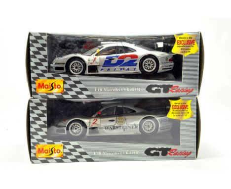 Maisto Diecast 1/18 scale comprising Mercedes CLK racing Cars. Generally E in Boxes. 