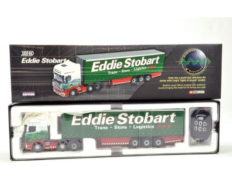 Corgi 1/50 Diecast Truck Issue Comprising CC12936 Sights and Sounds Scania Topline Curtainside in livery of Eddie Stobart. NM