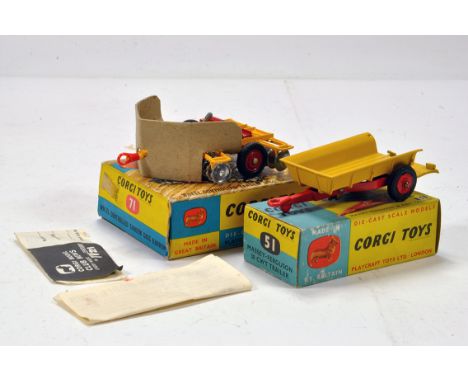 Corgi Duo comprising No. 71 Disc Harrow plus 51 MF Trailer. Generally E in VG Boxes. 