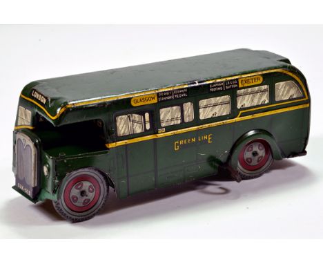 Wells Brimtoy Tinplate issue of Greenline Transport Bus. Displays Well. 