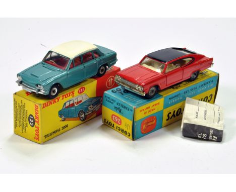 Dinky No. 135 Triumph 2000 plus Corgi No. 263 Rambler Sports Fastback. Generally G to VG in G Boxes. (2)