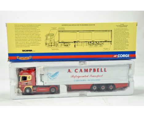 Corgi 1/50 Diecast Truck Issue Comprising CC12920 Scania Topline Fridge Trailer in livery of A Campbell. NM to M in Box.