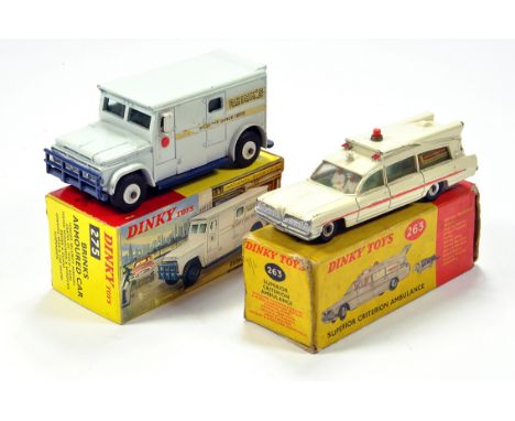 Dinky Diecast Duo comprising No. 275 Brinks Armoured Car plus 263 Superior Criterion Ambulance. F to G in F to G Boxes.