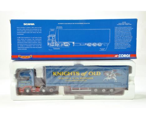 Corgi 1/50 Diecast Truck Issue Comprising CC13706 Scania R Series Step Frame Curtain Trailer in livery of Knights of Old. NM 