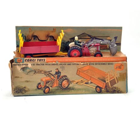 Corgi No. GS9 Massey Ferguson 165 Tractor with Shovel and Tipping Trailer. Generally G in F Box.