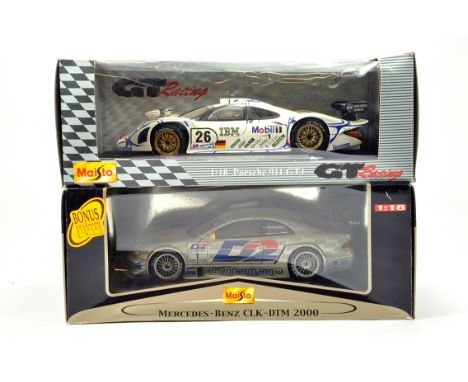 Maisto Diecast 1/18 scale comprising Porsche 911 plus Mercedes CLK racing Cars. Generally E in Boxes. 