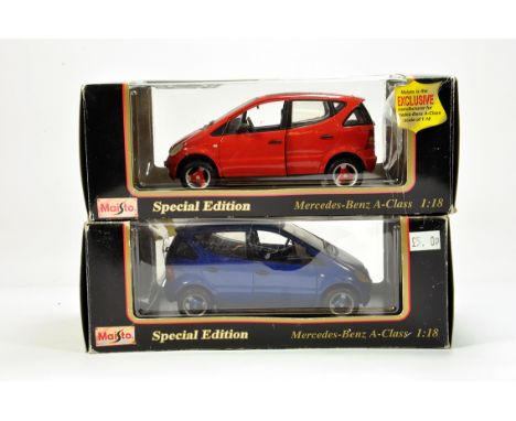 Maisto Diecast 1/18 scale comprising Mercedes A Class Cars. Generally E in Boxes. 