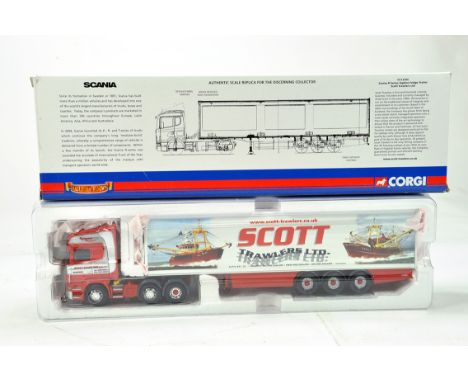 Corgi 1/50 Diecast Truck Issue Comprising CC13705 Scania R Series Fridge Trailer in livery of Scott Trawlers. NM to M in Box.