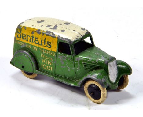 Dinky Pre-war No. 280G Promotional Delivery Van for Bentalls. Type 2 issue with green body, yellow upper side panels, white r