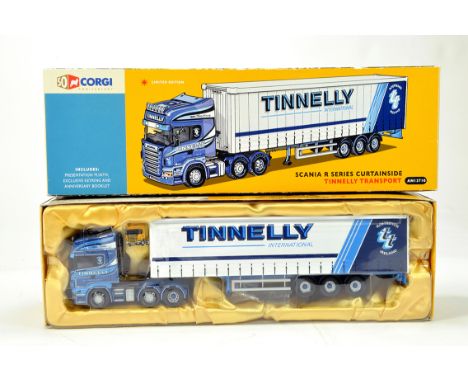 Corgi 1/50 Diecast Truck Issue Comprising AN13710 Scania R Series Curtainside in livery of Tinnelly Transport. NM to M in Box