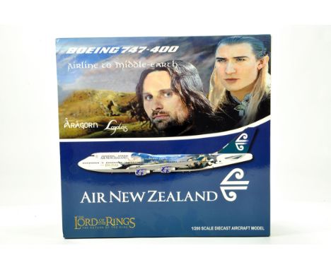 JC Wings 1/200 Aircraft issue comprising Boeing 747-400 Airliner in livery of Air New Zealand - Lord of the Rings. E to NM in