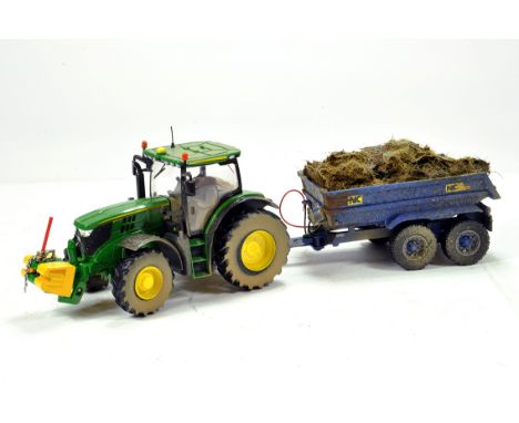 Britains 1/32 Farm Issue comprising John Deere 6150R Tractor and NC Dump Trailer. Models have been weathered / Converted to a