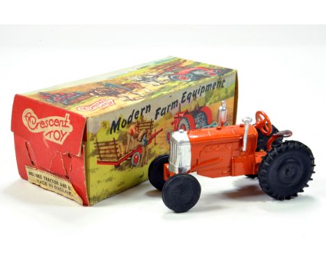 Crescent Toys No. 1805 Tractor. Orange with Silver Trim, Black Wheels. Superb example is E to NM in VG to E Box.