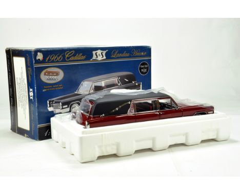 Precision Miniatures 1/18 scale diecast issue comprising 1966 Cadillac Landau Hearse. Fantastic model is NM in Box.