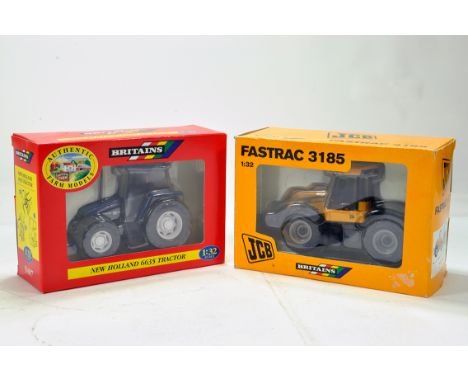 Britains 1/32 Farm Issues comprising JCB Fastrac 3185 plus New Holland 6635 Tractor. NM to M in Boxes. (2)