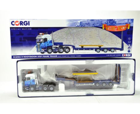 Corgi 1/50 Diecast Truck Issue Comprising CC13745 Scania R Nooteboom Low Loader Trailer in livery of Stobart Rail. NM to M in