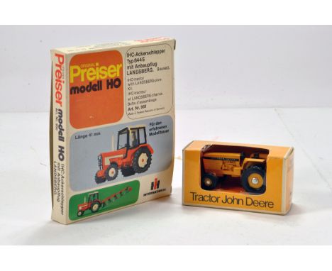 Preiser HO Scale Plastic International Tractor plus Scarce Sigomec 1/64 John Deere 4430 Industrial Tractor. E to NM in Boxes.