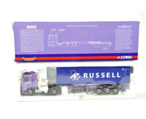 Corgi 1/50 Diecast Truck Issue Comprising CC13234 DAF XF Container Trailer in livery of John Russell. NM to M in Box.