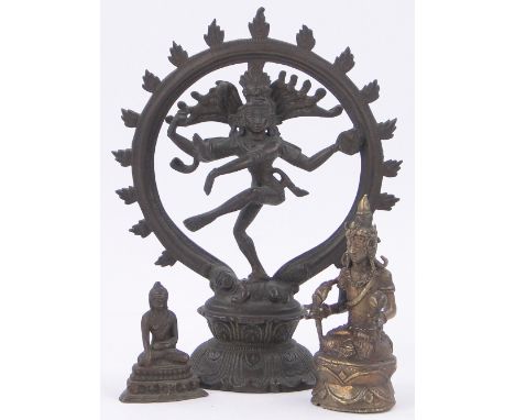 3 Indian/Chinese bronze deities,largest height 8", (3).