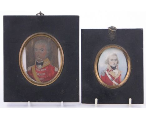 An 18th century miniature painted portrait on ivory,portrait of a Naval Officer, inscribed verso "John O'Donovan brother of G