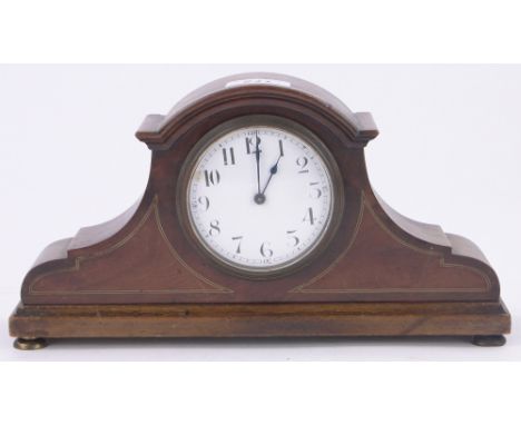 A French mantel clock in inlaid mahogany case,length 11.5".
