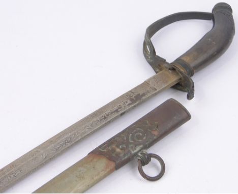 A 19th century sword,blade length 33", with steel scabbard, 40" overall.