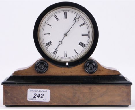 A continental walnut cased mantel clock with dead beat escapement, height 7.25".