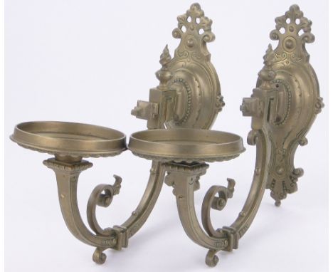 A pair of 19th century cast brass wall sconces,bracket height 10.5".