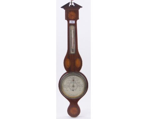 A mahogany cased banjo wall barometer,by Short & Mason circa 1930, height 34".