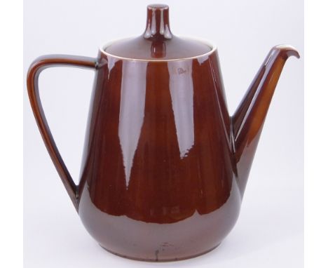 A massive brown glazed ceramic advertising teapot,circa 1950s, height 19", length 21".