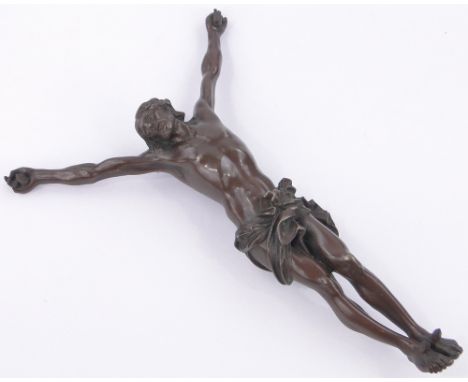 A 19th century bronze crucifixion figure,unsigned, height 10".