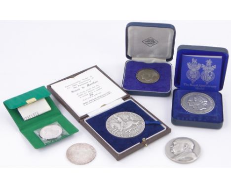 A group of silver coins and medallions,comprising a 700th Anniversary of the Parliament of Simon De Montfort by John Pinches,