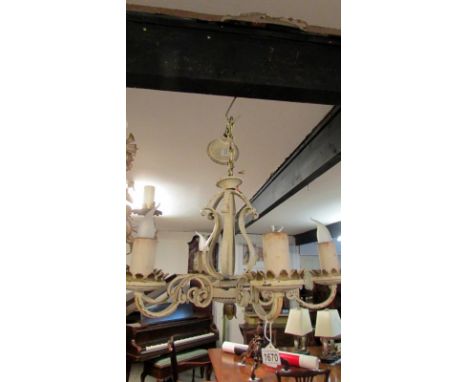 A wrought iron 4 lamp ceiling light