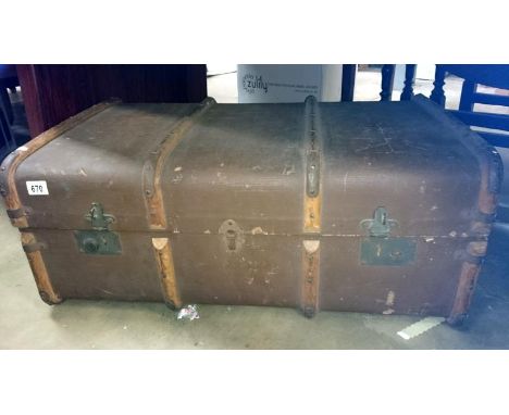A large travel trunk